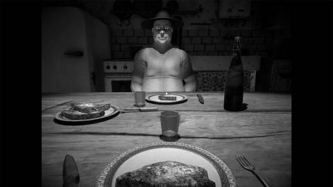 horses game man at table