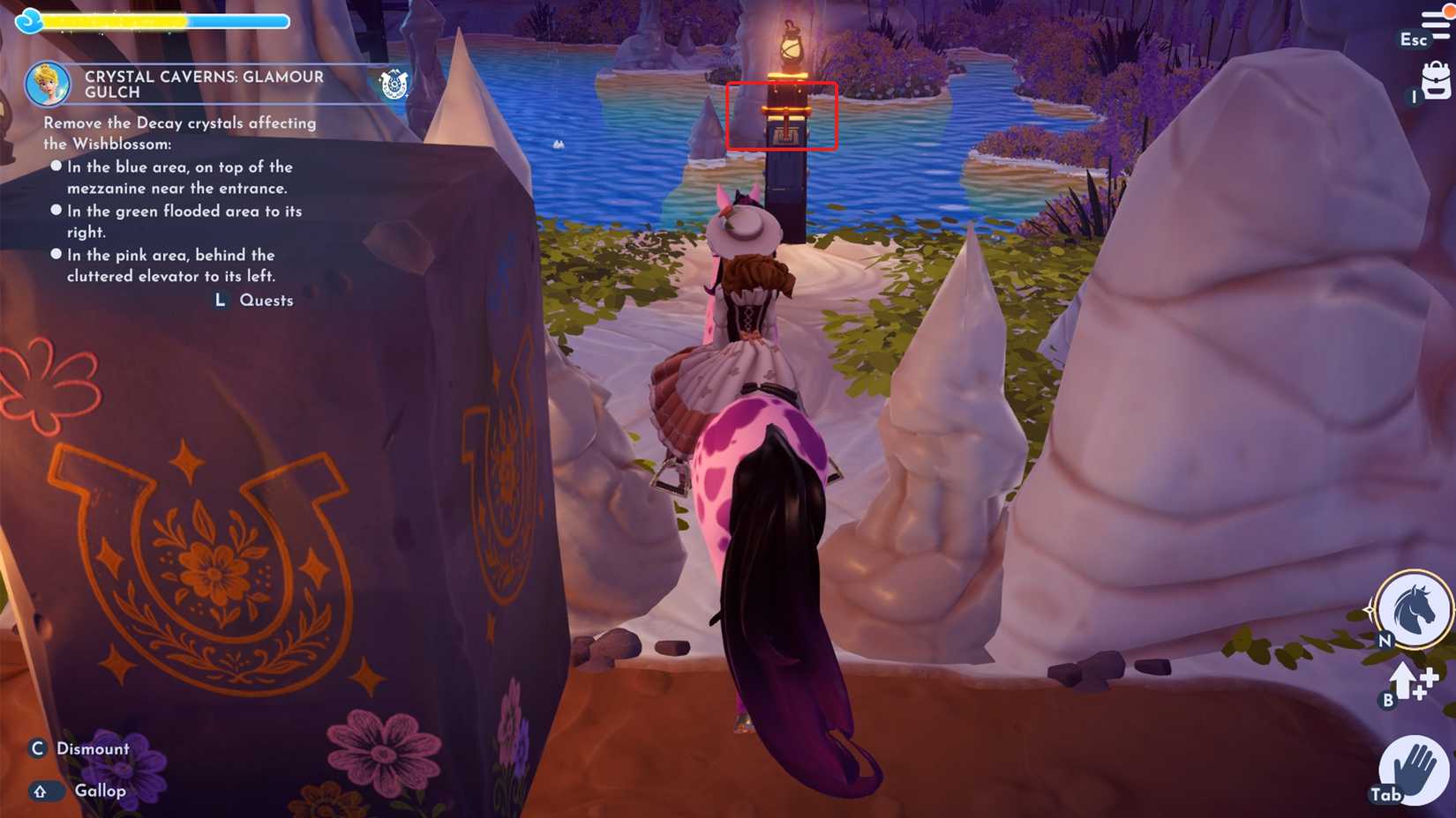 how to solve crystal cavern glamour gulch blue area 3 in ddv disney dreamlight valley