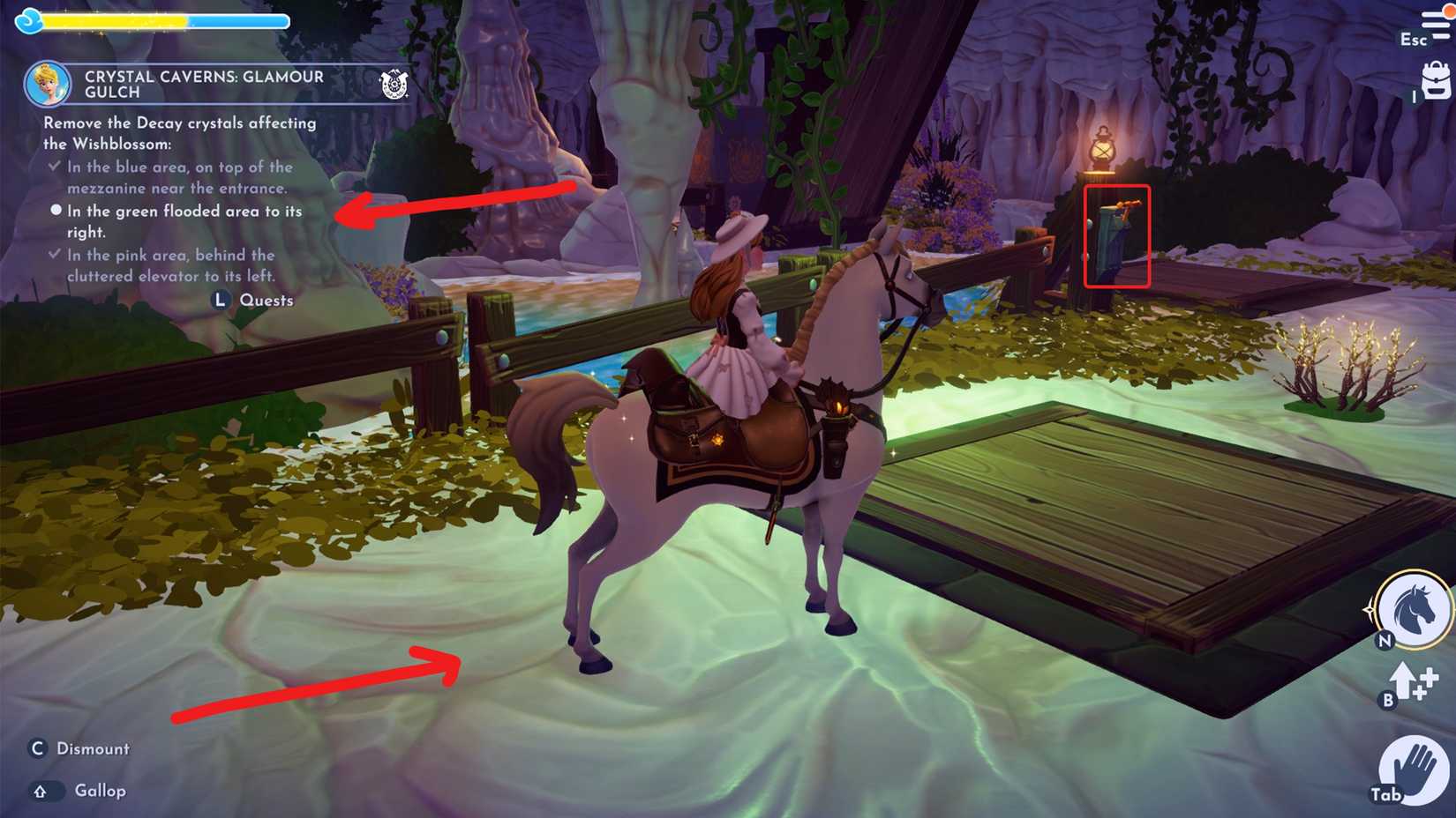 how to solve crystal cavern glamour gulch green area 1 in ddv disney dreamlight valley