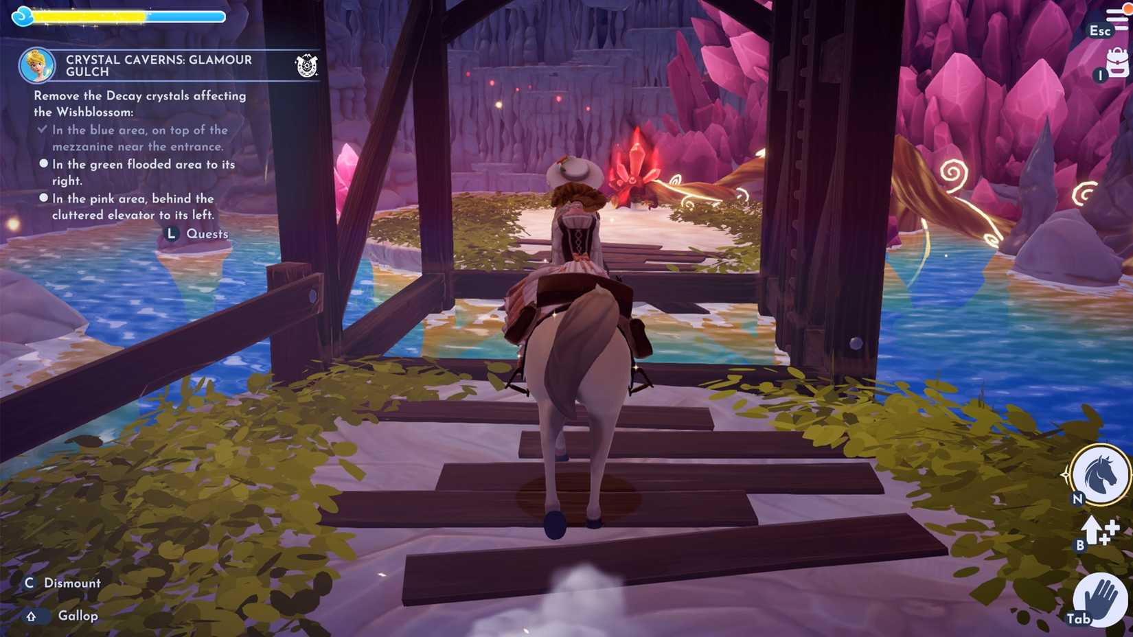 how to solve crystal cavern glamour gulch pink area 1 in ddv disney dreamlight valley