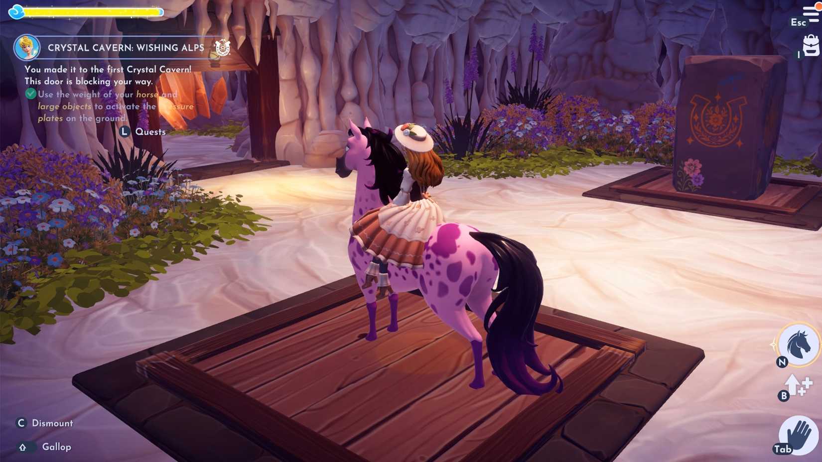 como usar o cavalo para ativar a placa de pressão no ddv disney dreamlight Valley