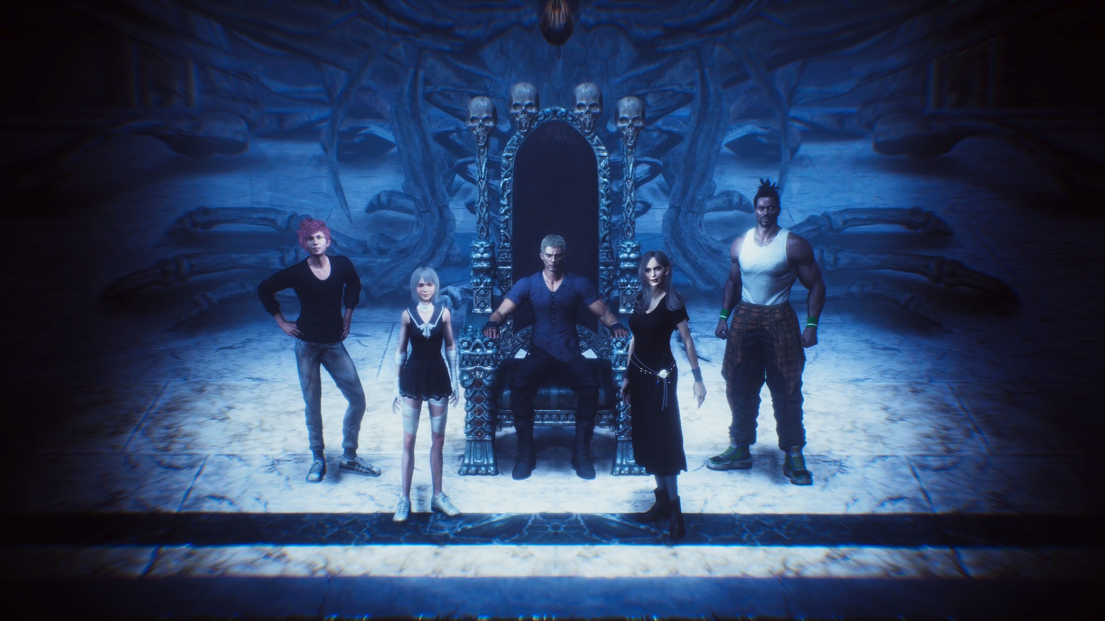 Jack and his party around a throne in Stranger Of Paradise Final Fantasy Origin