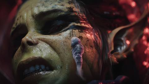 Lae'zel Flinching Away at Tadpole Baldur's Gate 3