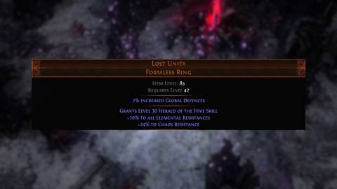 lost unity formless ring in path of exile