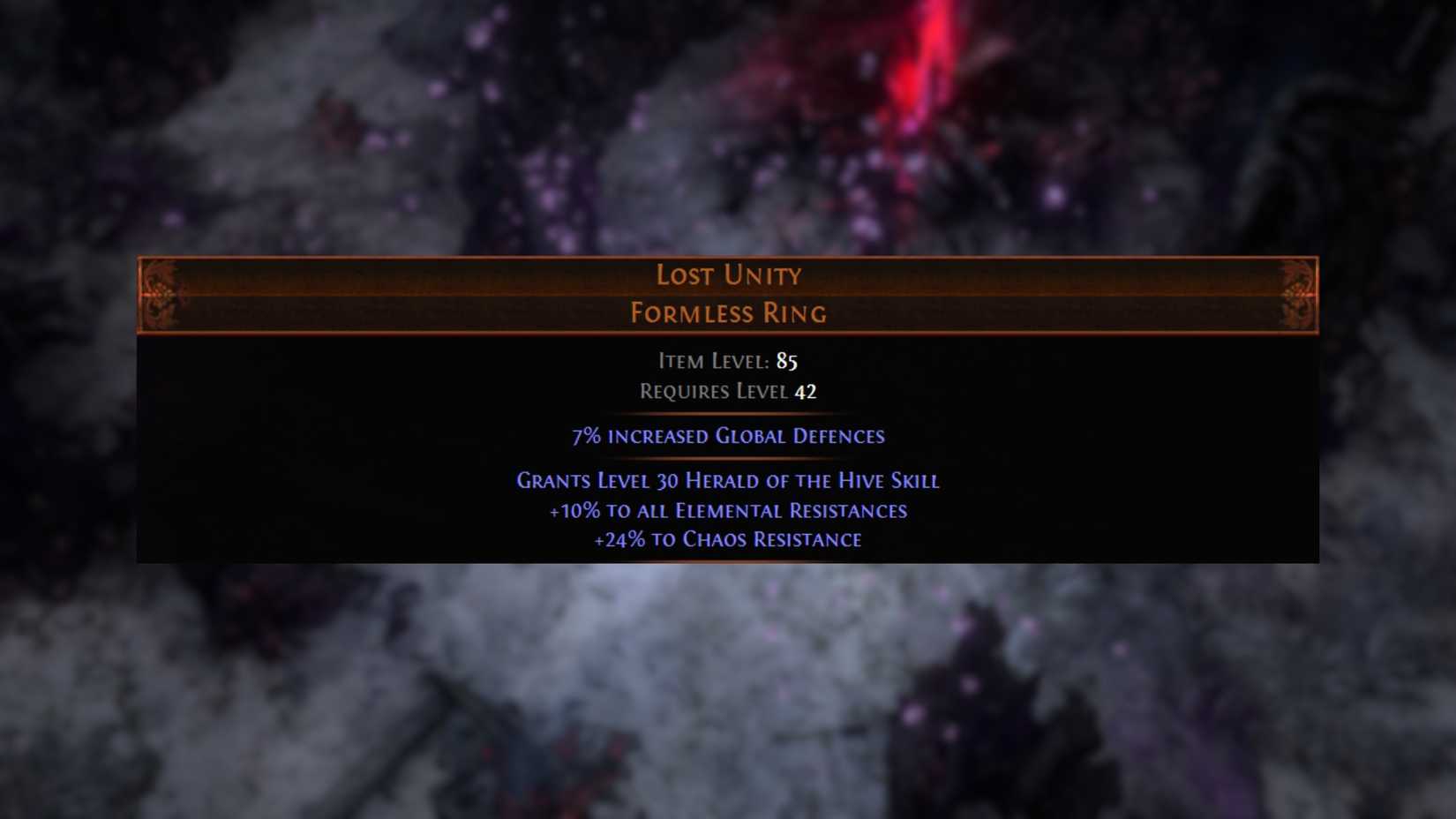 lost unity formless ring in path of exile
