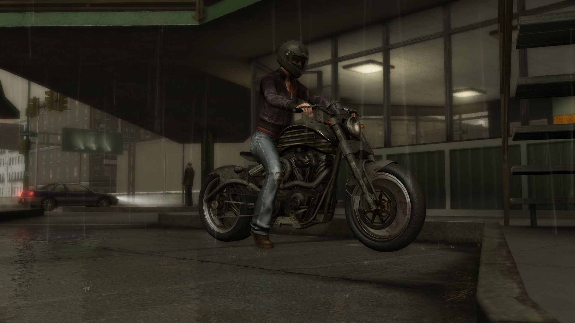 Madison on a bike in Heavy Rain