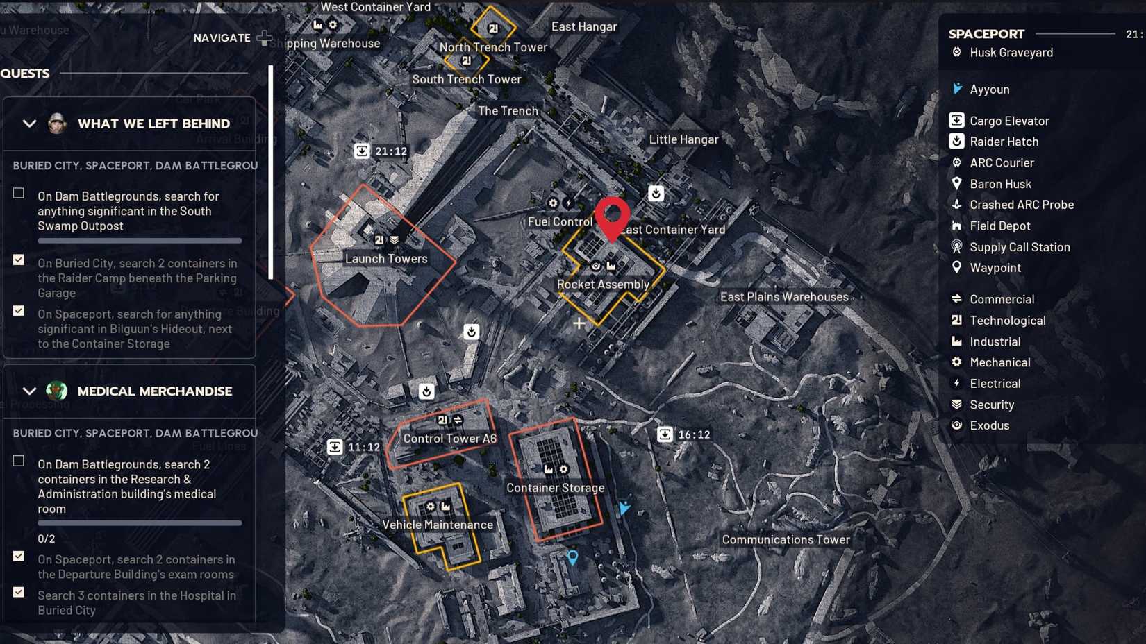 Localização dos Aceleradores Magnéticos e Módulos Exodus dos Saqueadores ARC