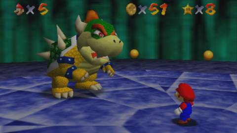 Mario confronts Bowser - Super Mario 64