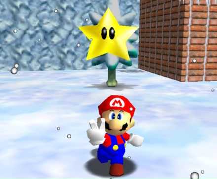 Mario getting a star in Super Mario 64