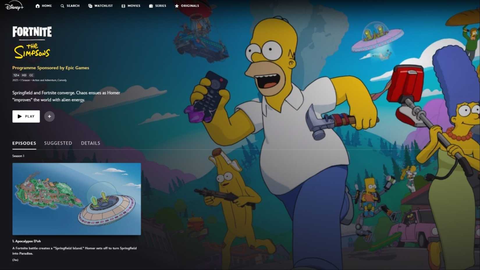 simpsons fortnite episode on disney plus