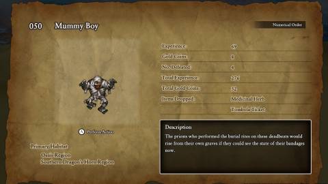 Mummy Boy enemy data in Dragon Quest 2 Remake