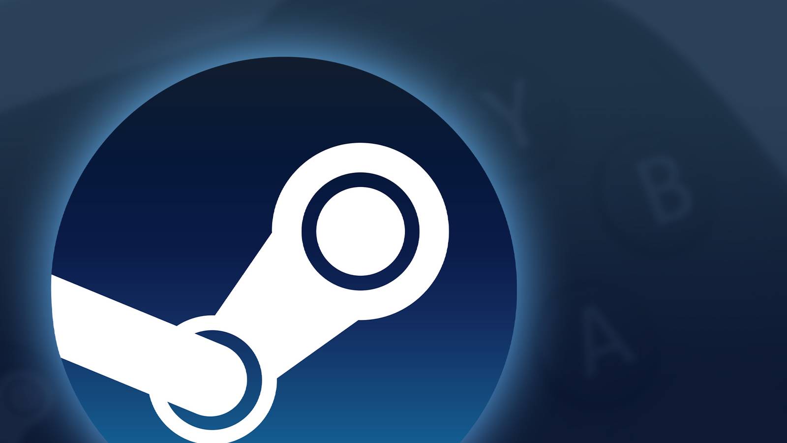 Steam Logo with controller buttons in background