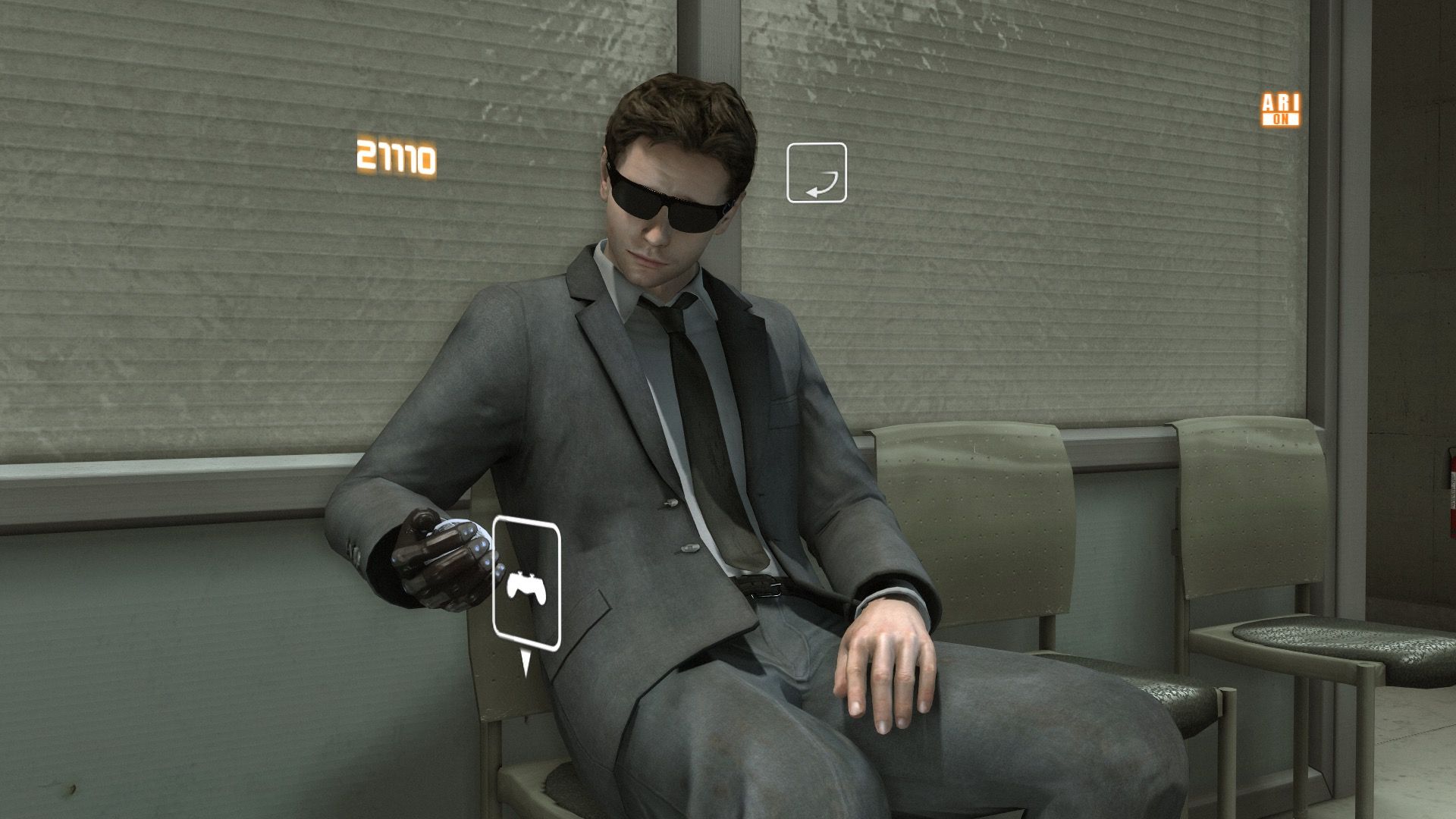 Norman playing with gadgets in Heavy Rain