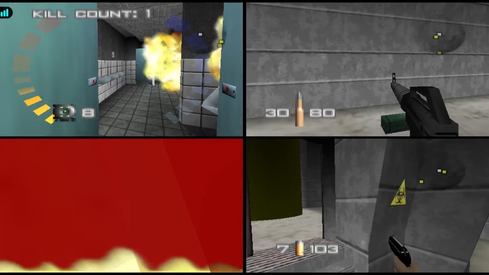 Official screenshot of the multiplayer mode on Nintendo Switch - Goldeneye 007