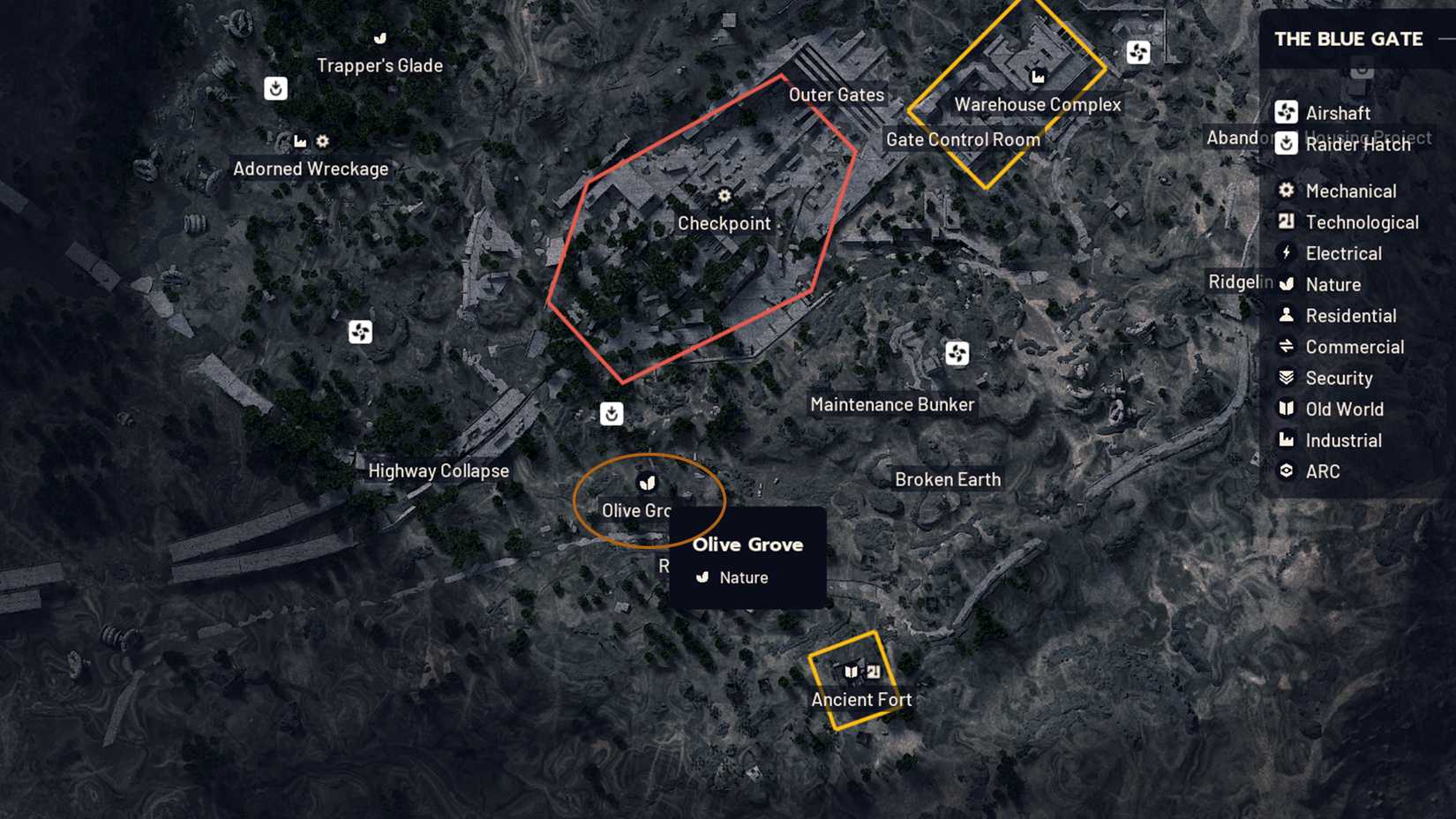 Olives location on the map in ARC Raiders