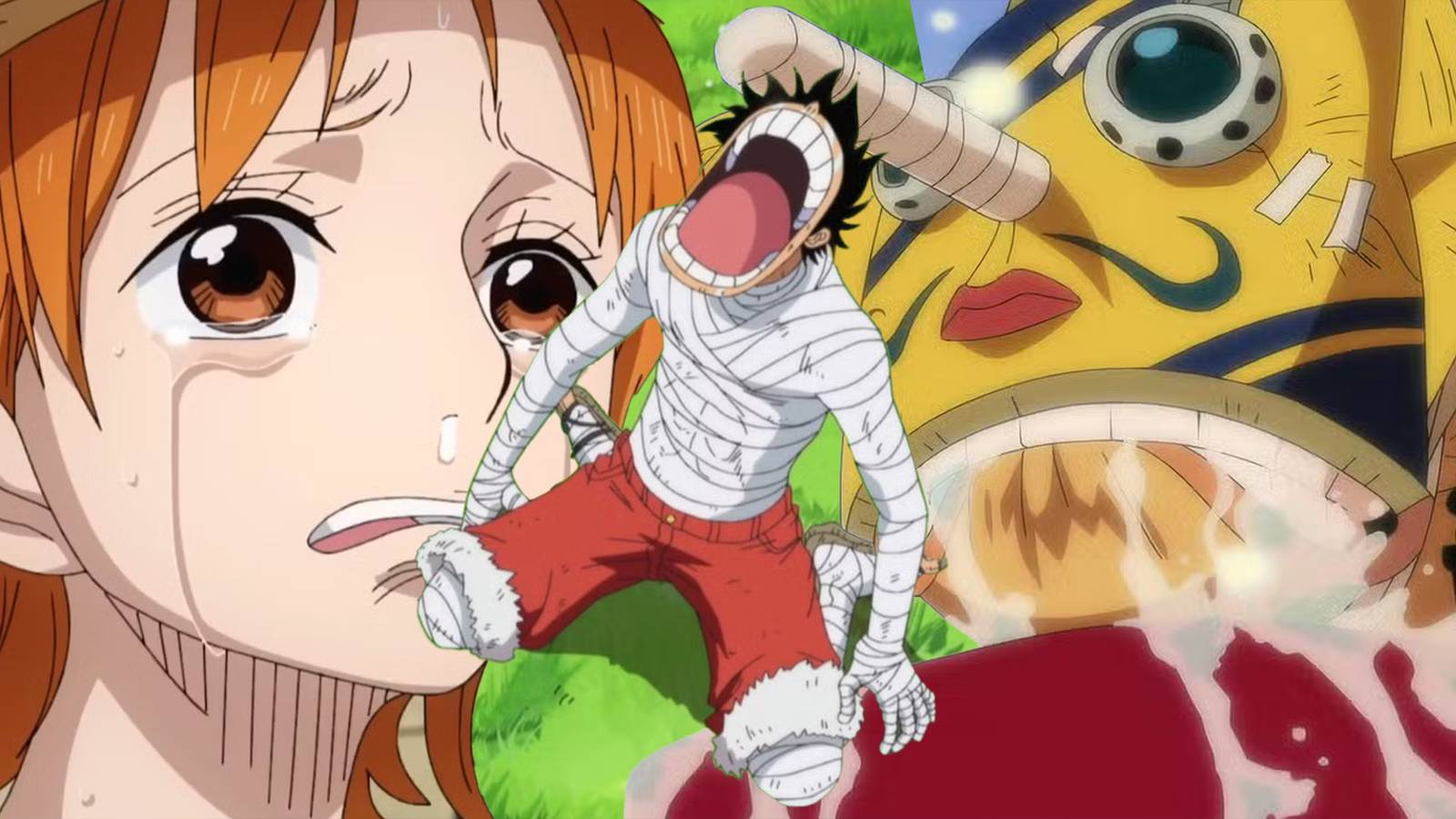 One Piece The Death Of A Straw Hat, Explained feature image, luffy nami and usopp crying