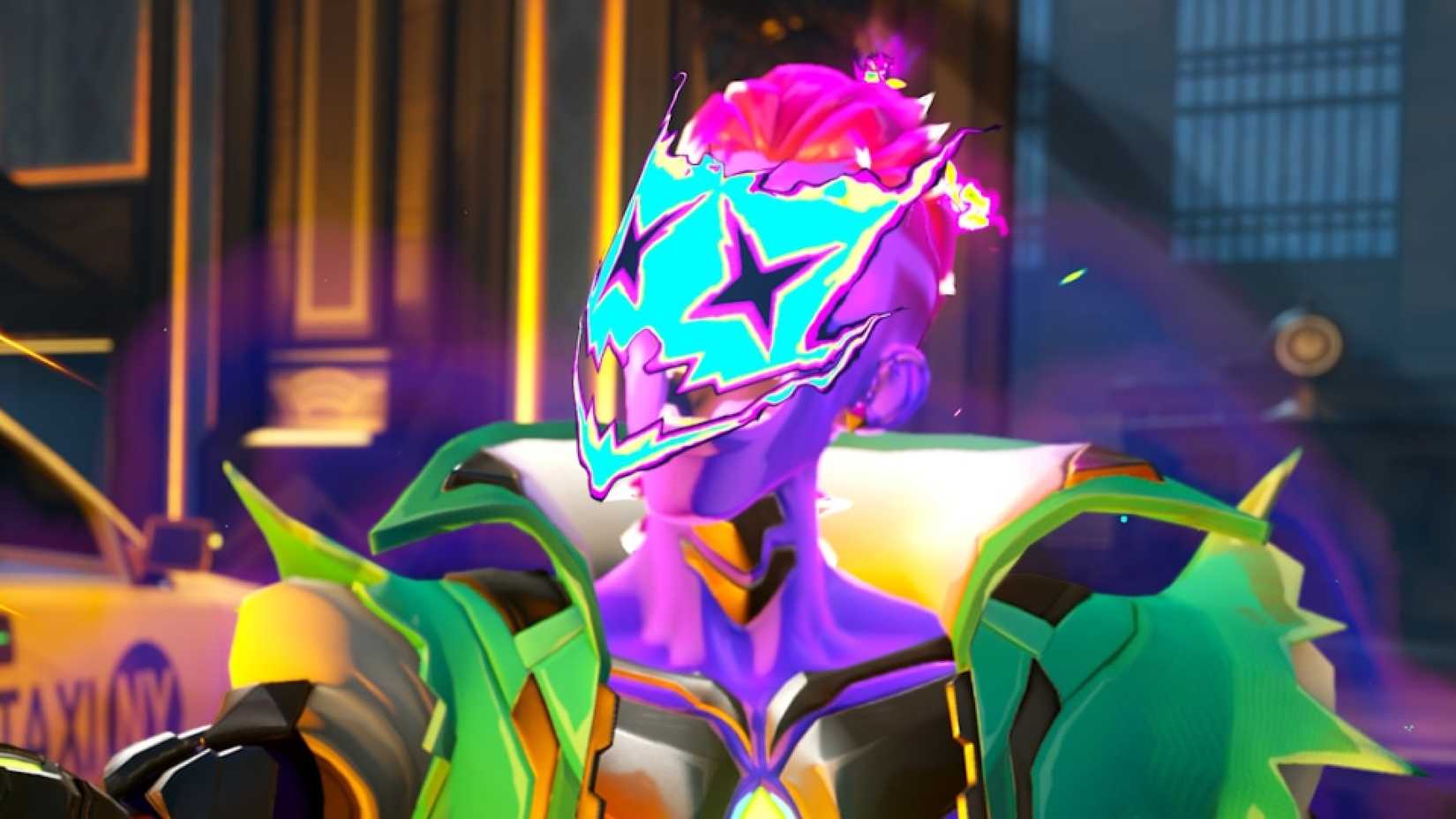 overwatch 2 season 19 mythic cyber fuel junkrat closeup neon