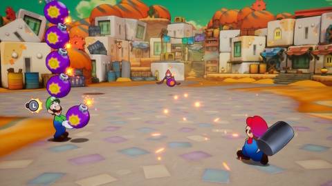 Performing a combo attack in Mario & Luigi Brothership