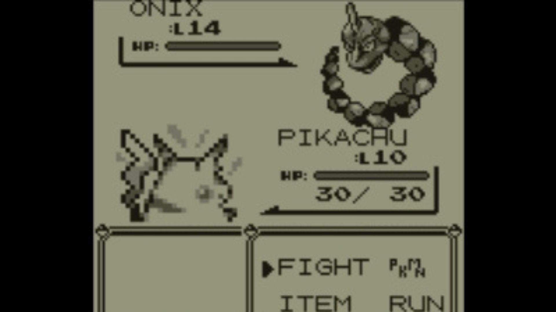 Pikachu fighting Brock's Onix - Pokemon Red and Blue