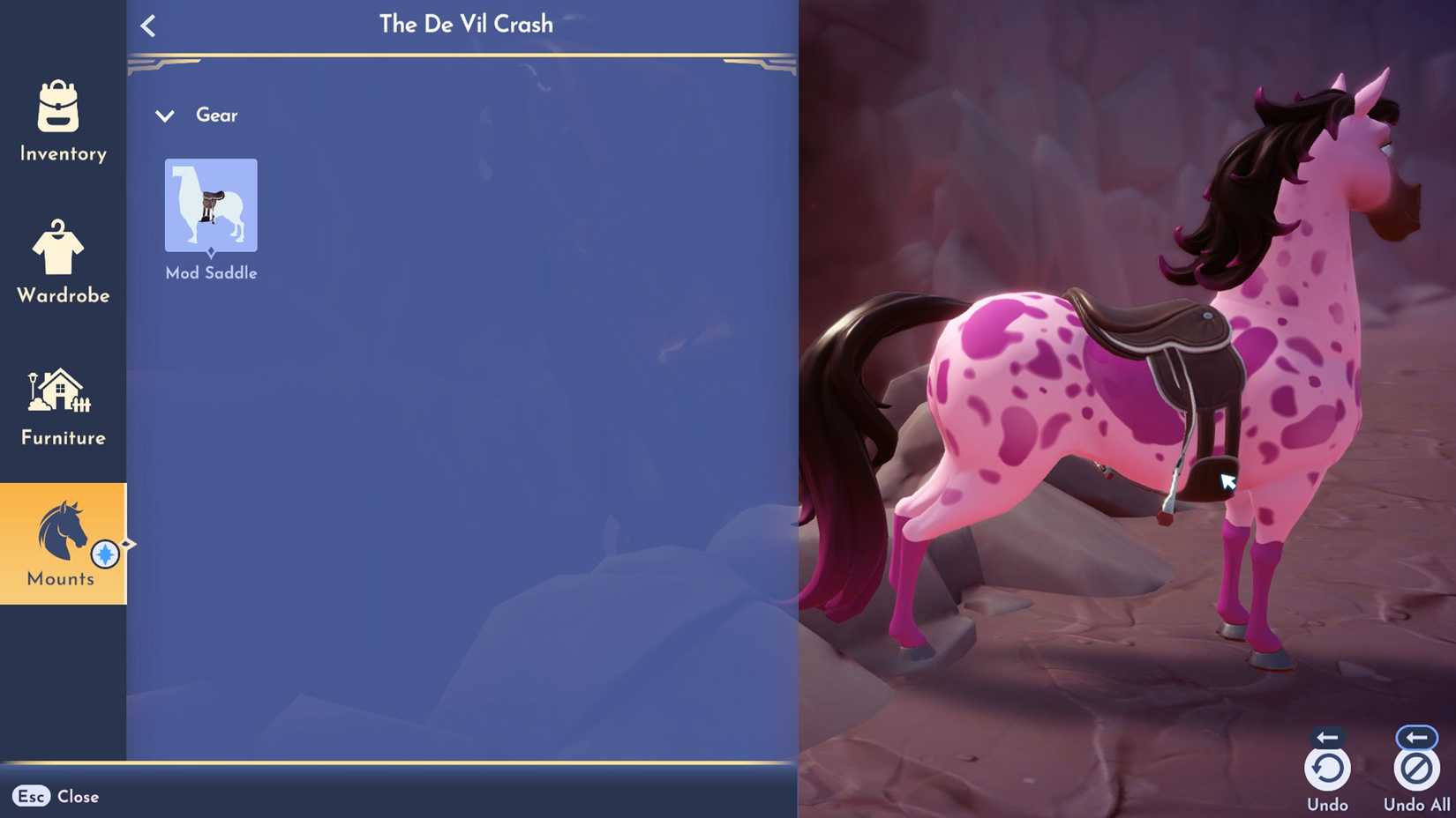 place mod saddle on horse in ddv disney dreamlight valley