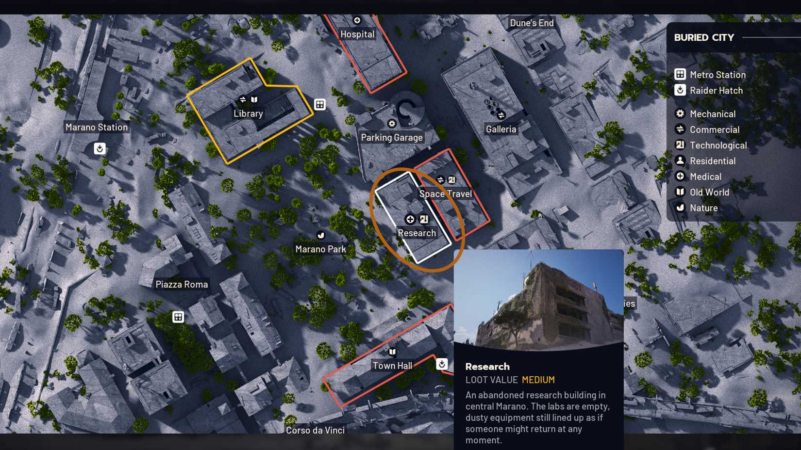 Research building location on ARC Raiders map.