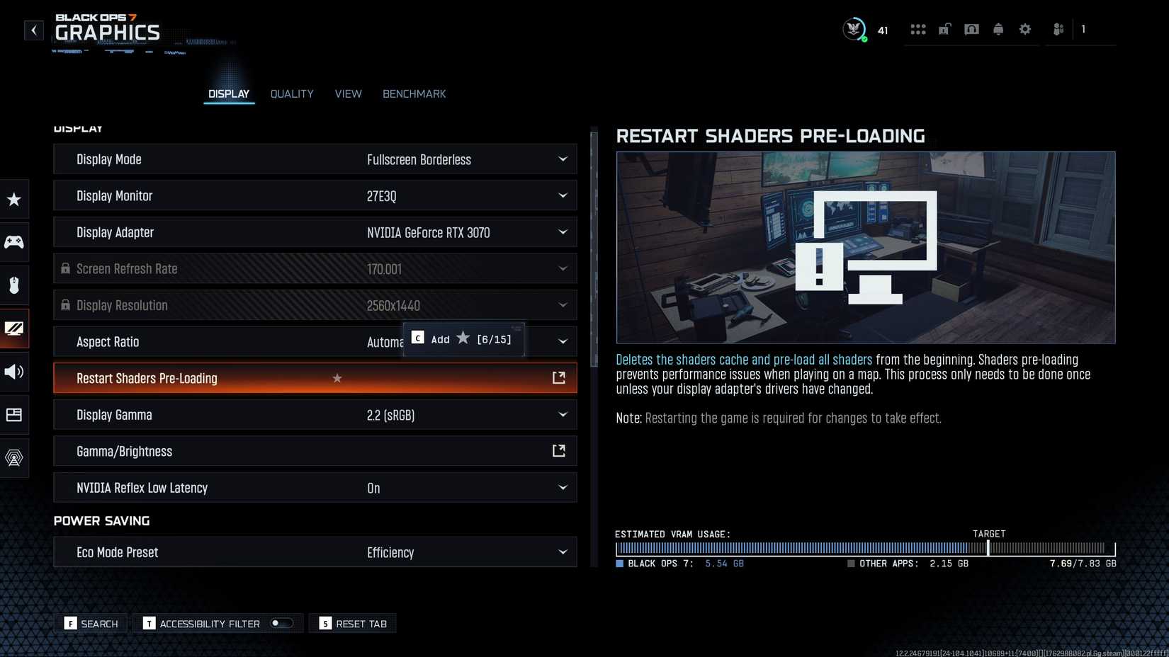 Restart Shaders Pre-Loading