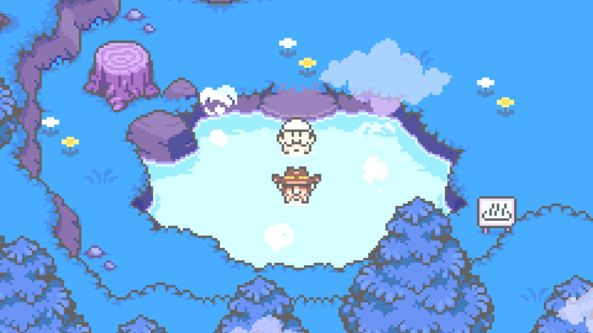 Resting in a hot springs in Mother 3