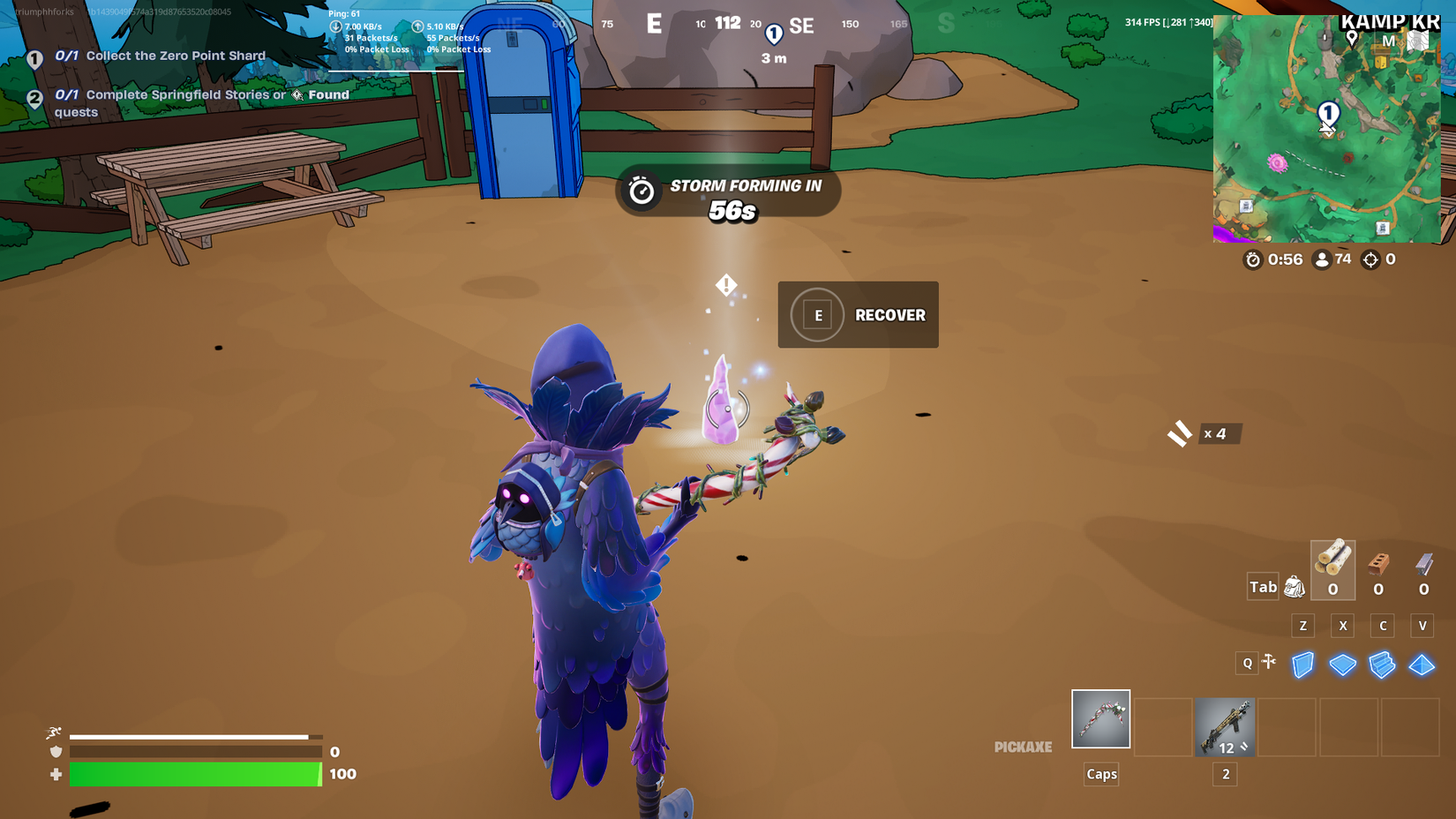 retrieve zero point shard fortnite