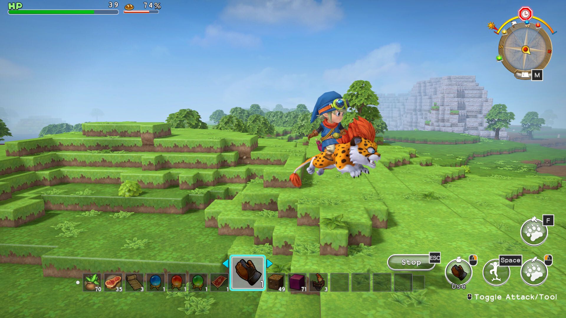Riding a mount in Dragon Quest Builders (2016)