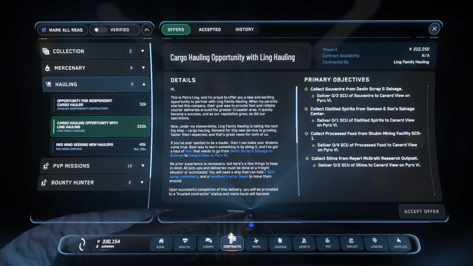 Star Citizen Hauling Contract