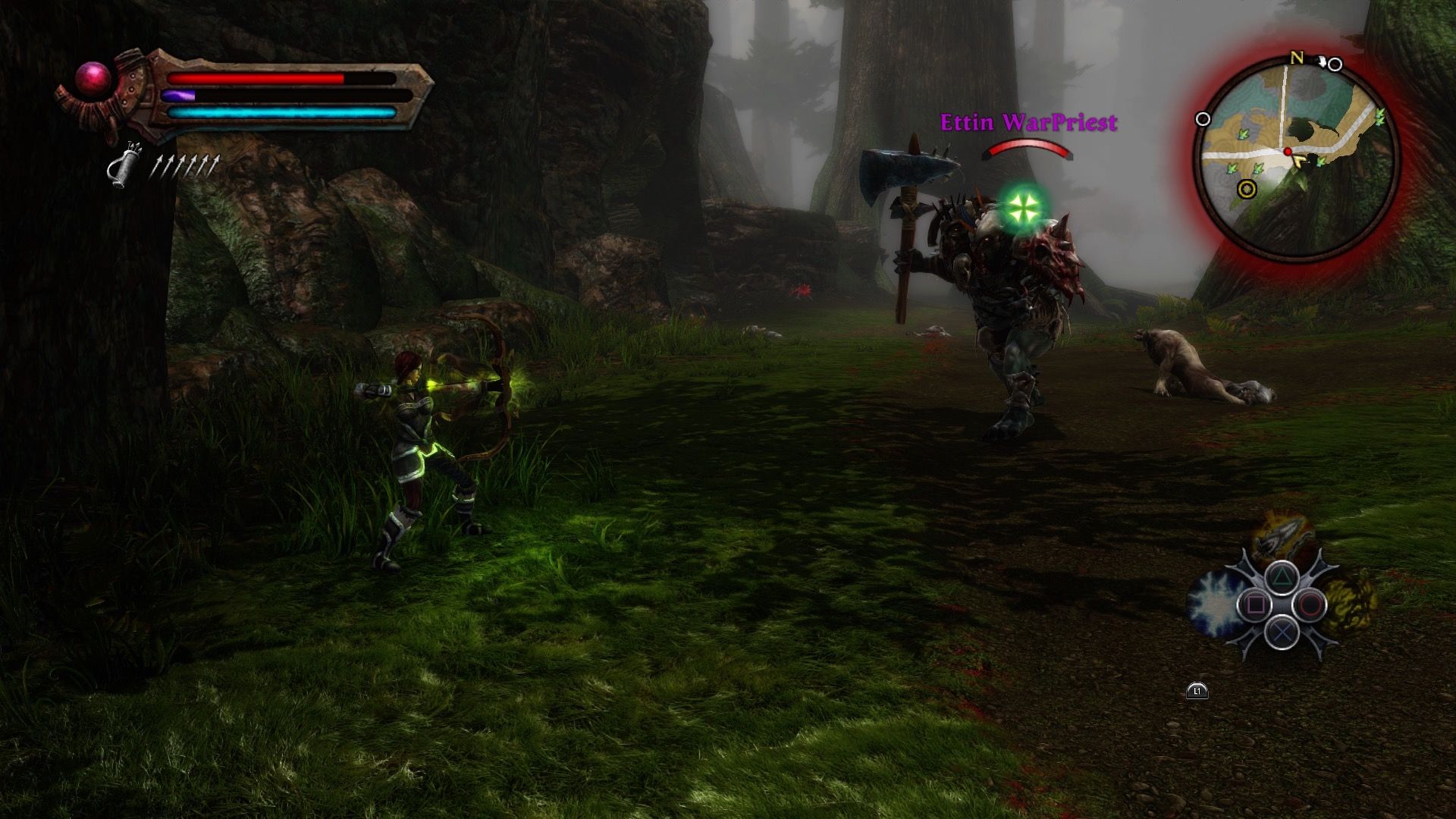Shooting a bow at enemies in Kingdoms of Amalur Reckoning