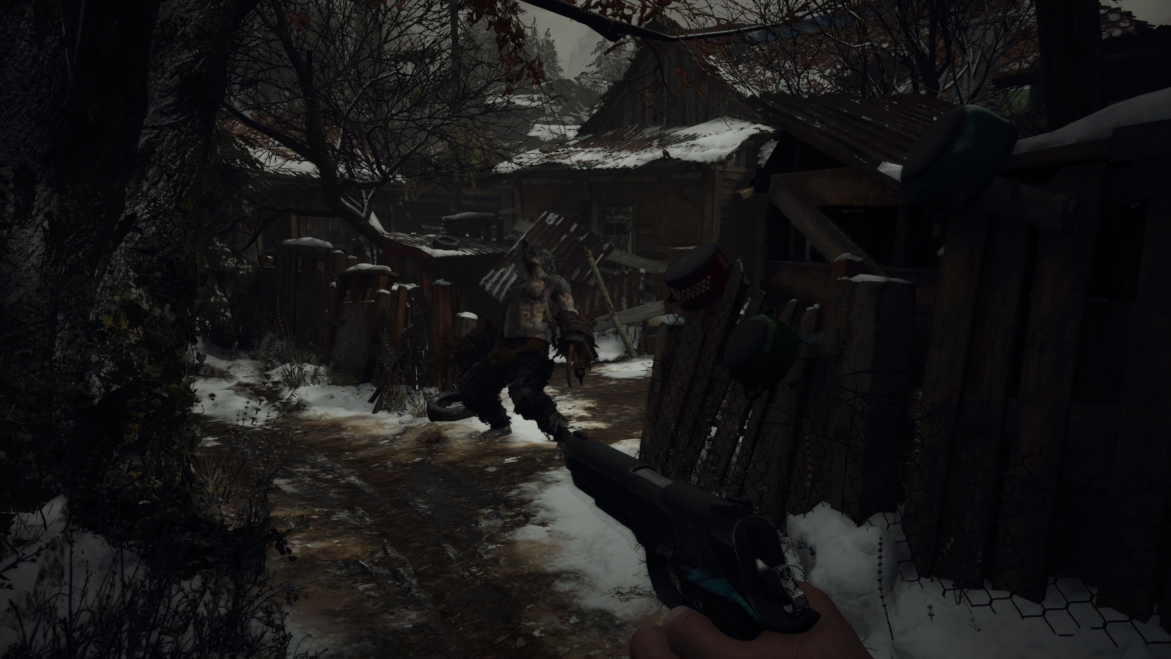 Shooting a werewolf in Resident Evil Village