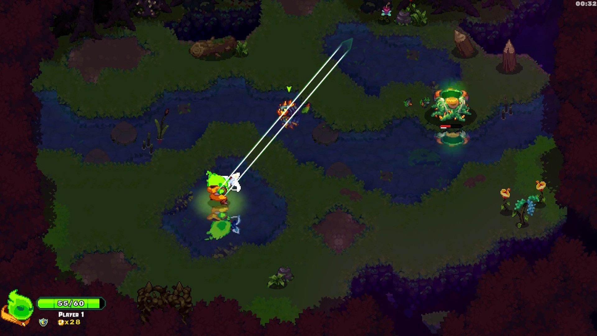 Shooting enemies in Ember Knights