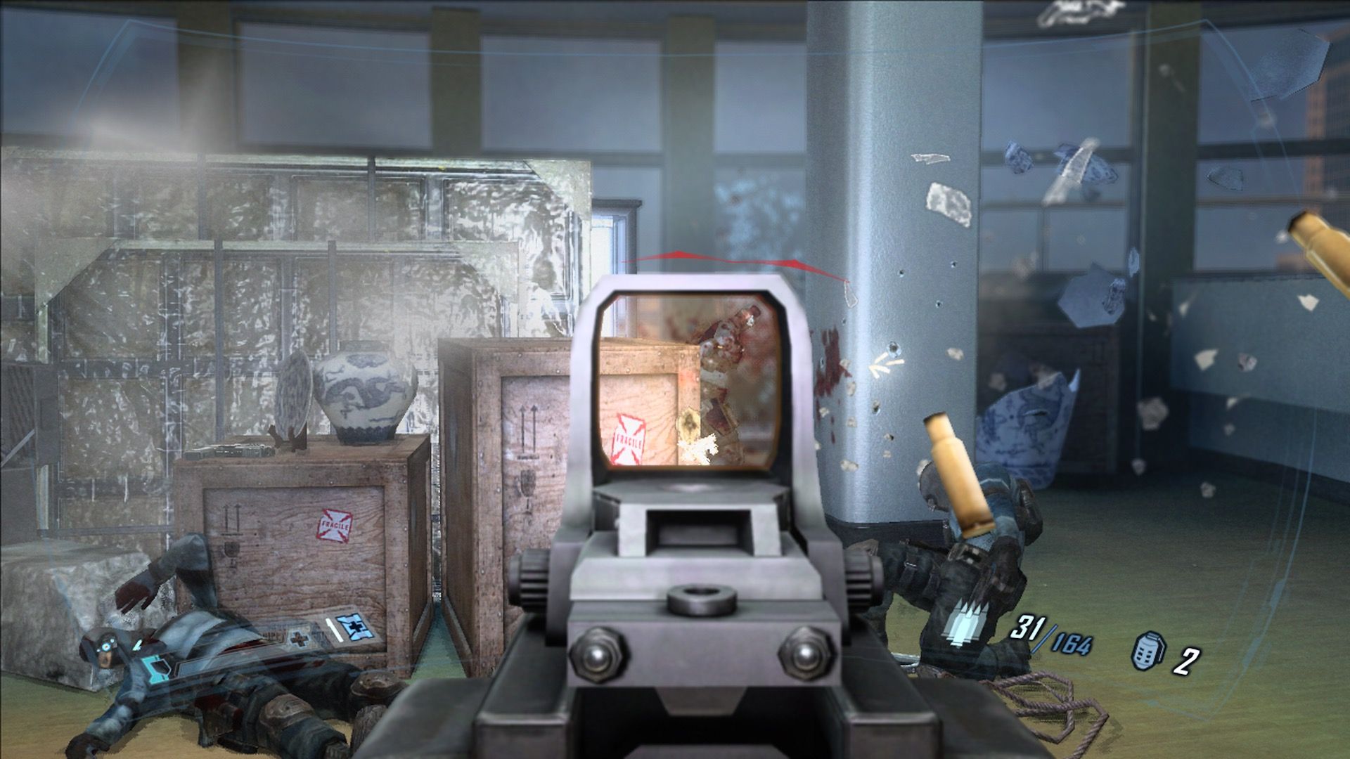 Shooting enemies in Fear 2 Project Origin