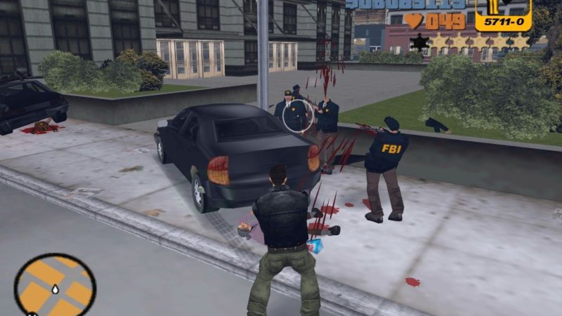 Shooting enemies in Grand Theft Auto 3