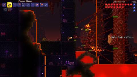 Shooting enemies in lava in Terraria