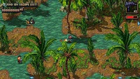 Shooting enemies in Shakedown Hawaii