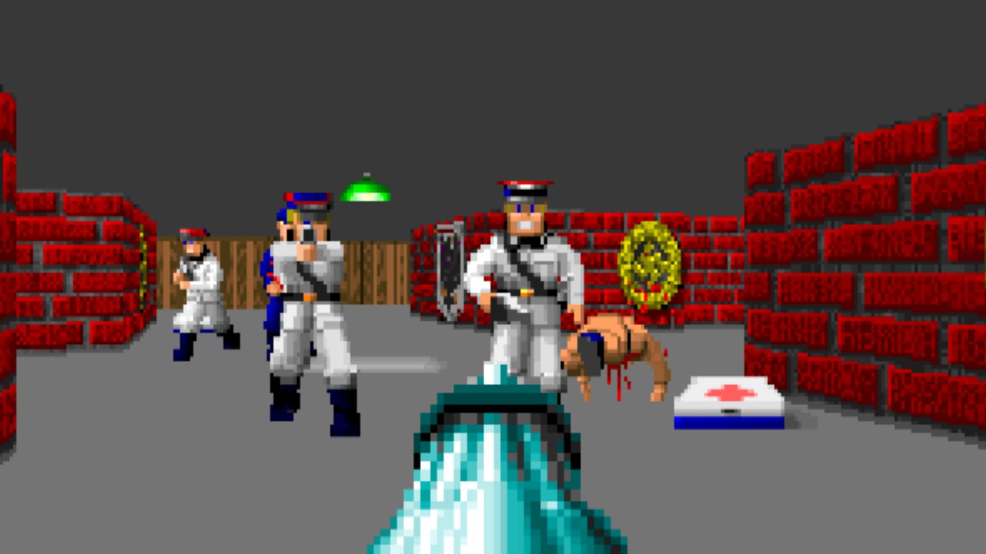 Shooting enemies in Wolfenstein 3D