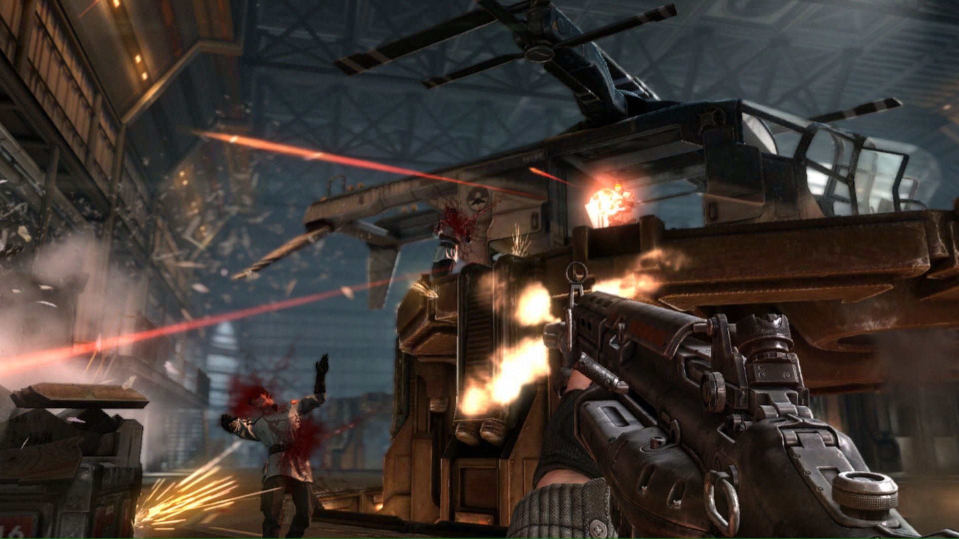 Shooting enemies in Wolfenstein The New Order
