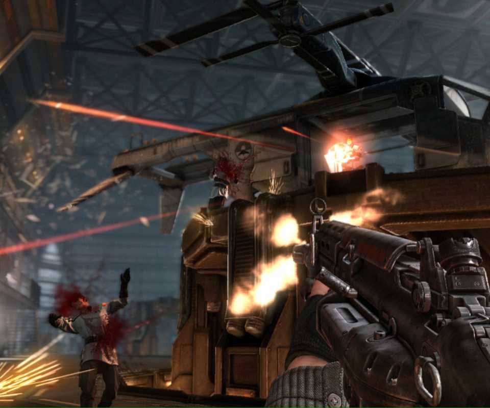 Shooting enemies in Wolfenstein The New Order