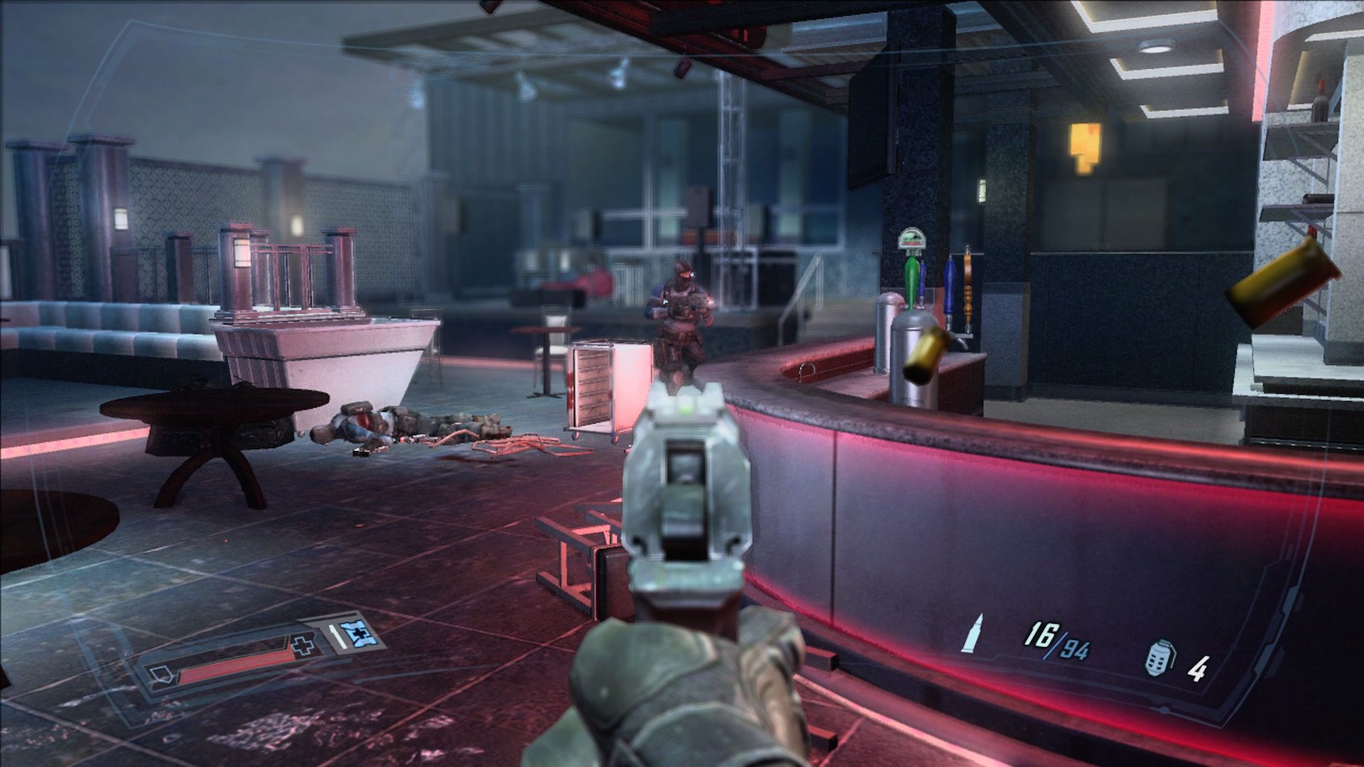 Shooting enemies with a pistol in Fear 2 Project Origin