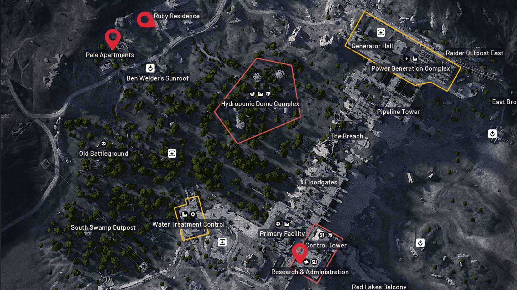 Localização chave da Torre da Trincheira do Espaçoporto em ARC Raiders