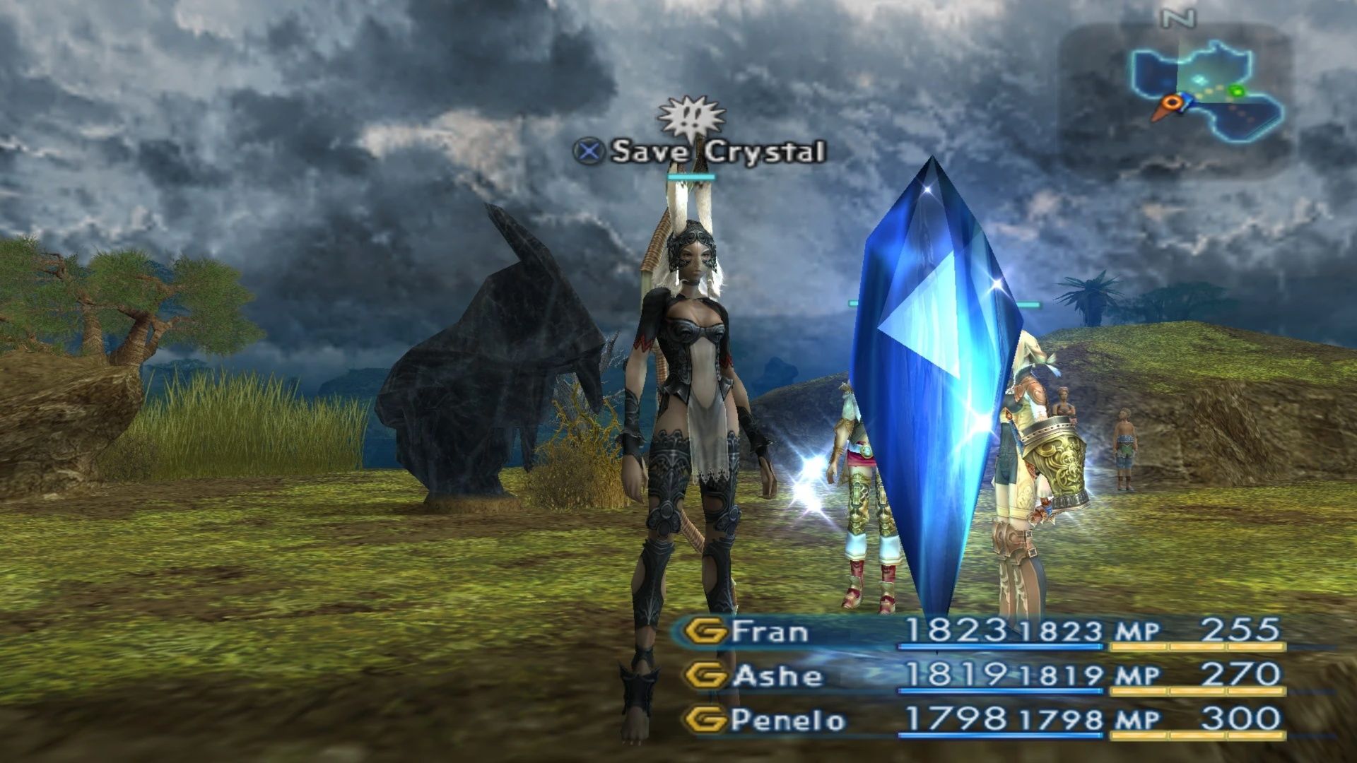Standing by a save crystal in Final Fantasy 12 (PS2)