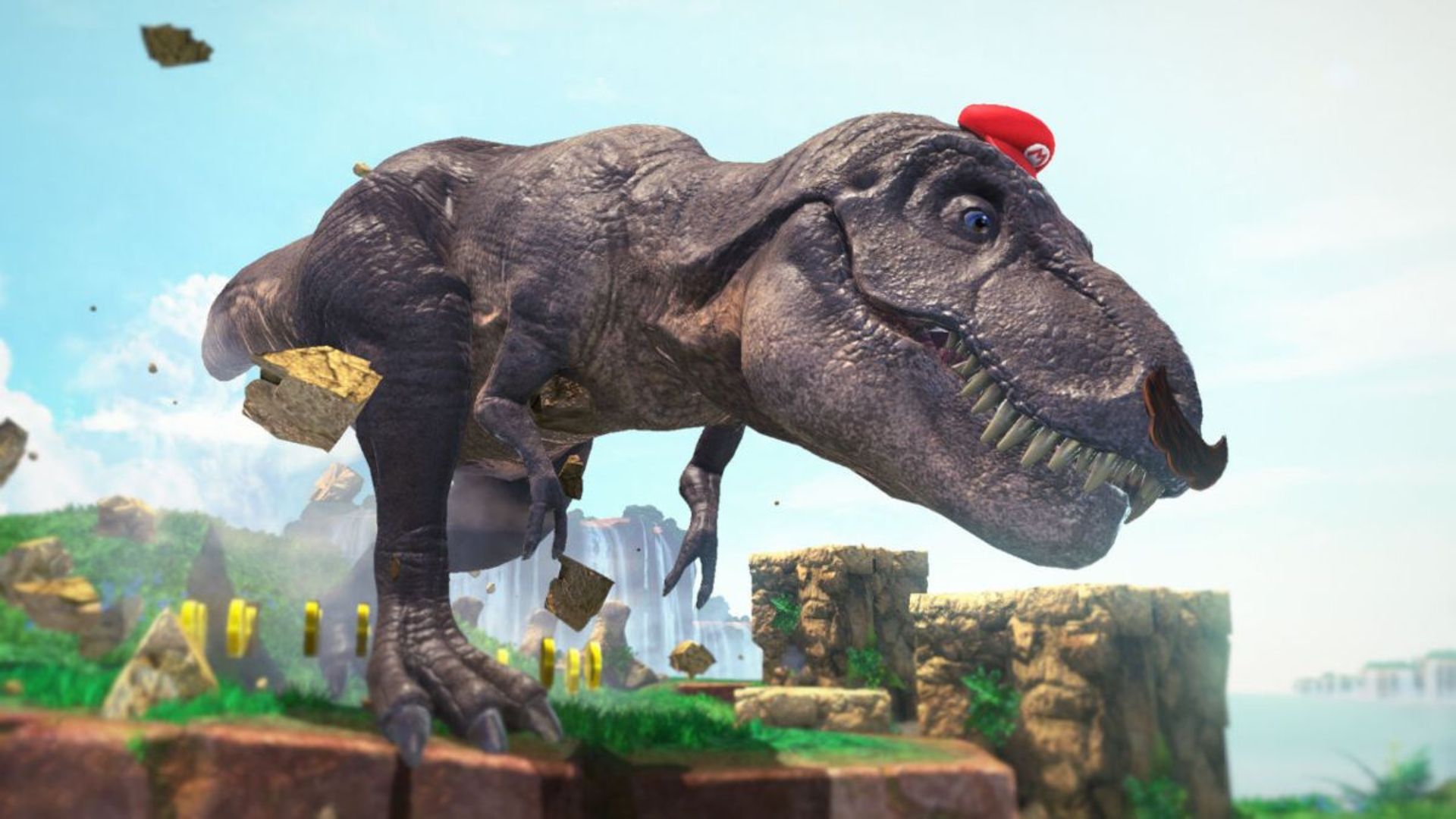 Super Mario Odyssey - Mario turns into a T-Rex
