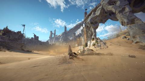 Surfing on sand in Atlas Fallen