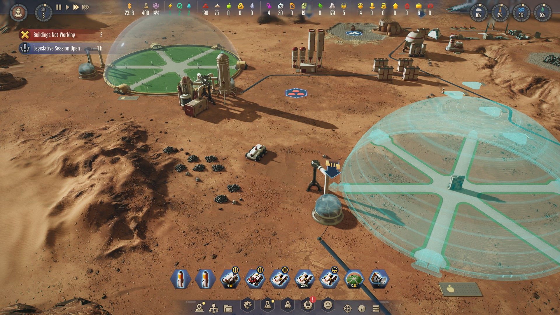 Surviving Mars Relaunched Colony under construction