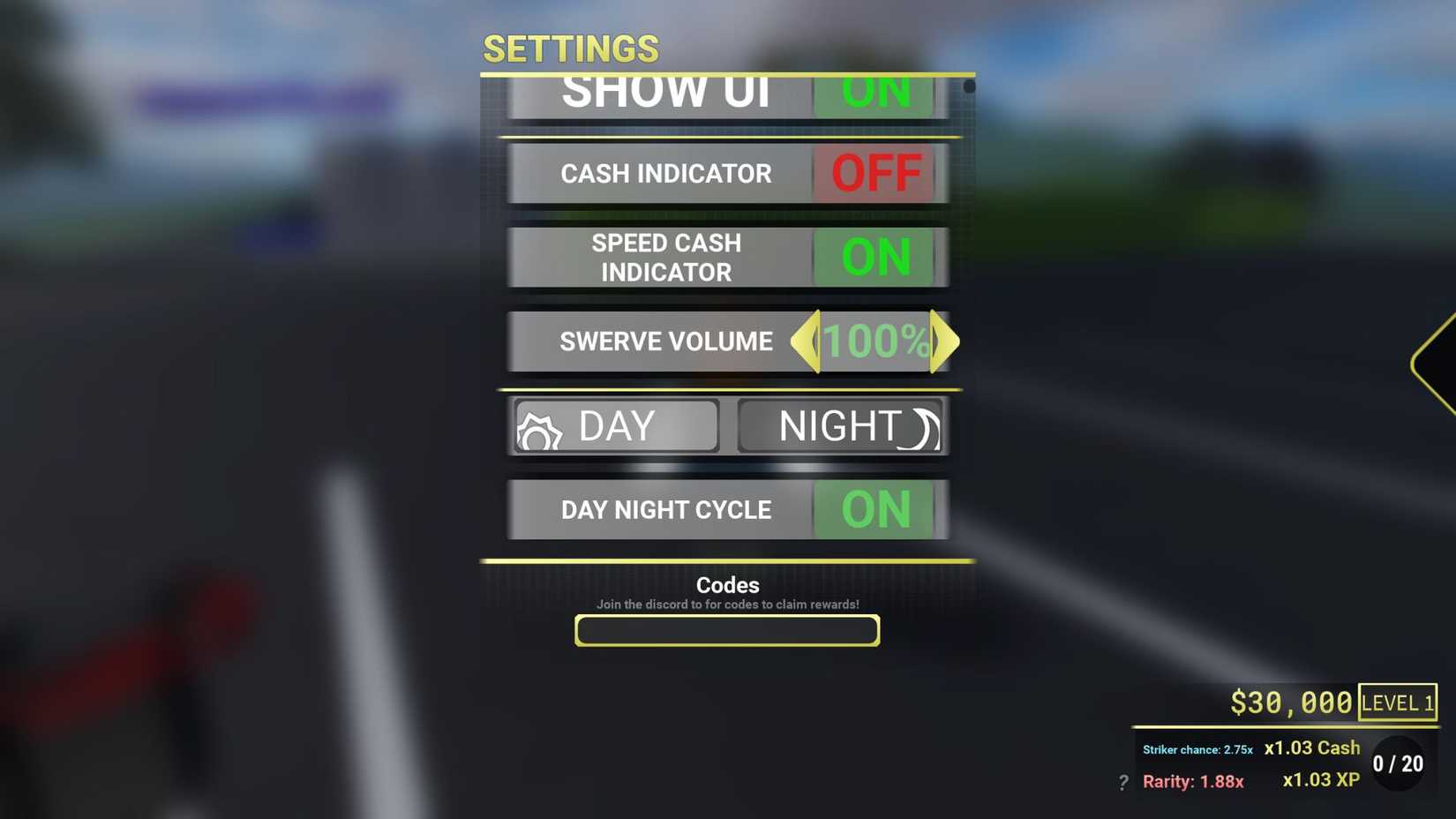 Swerve the codes tab