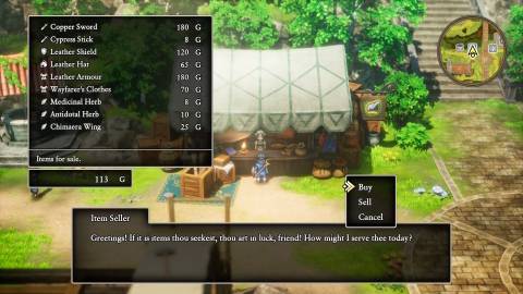 Talking to a shopkeeper in Dragon Quest 2 Remake