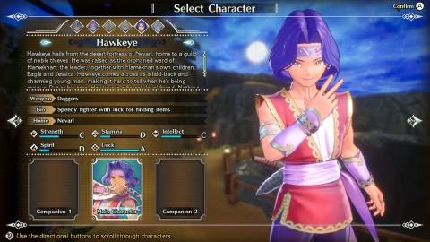 The character select menu in Trials Of Mana (2020)