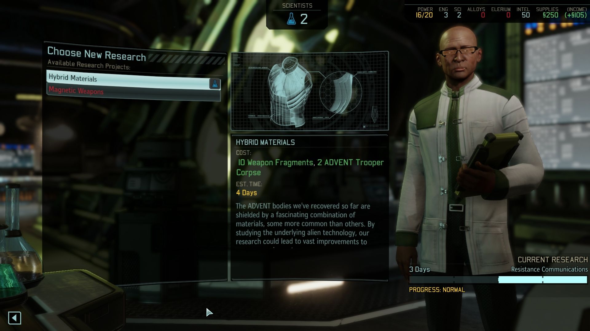 The development lab in XCOM 2